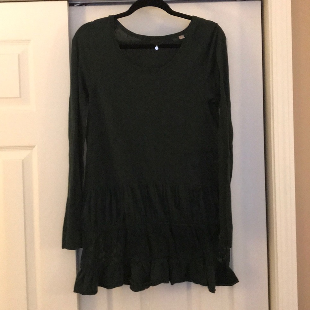 Long olive green shirt from Anthropology